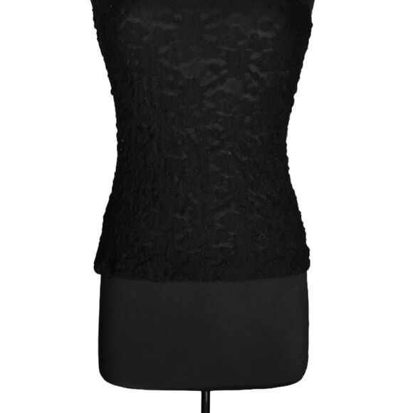 Creative Design Works Women's Blouse Black Floral Lace Stretch Sleeveless Top S - Picture 6 of 9